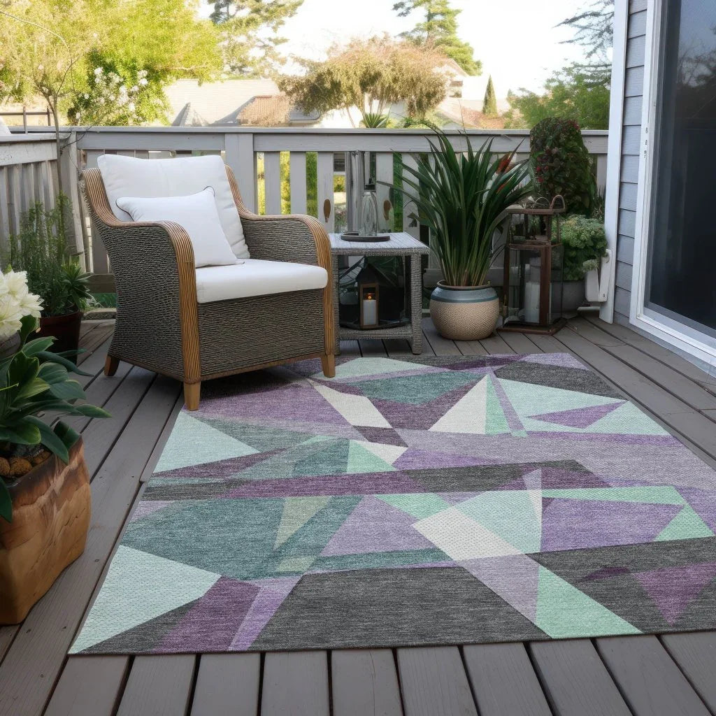 Shapevia Purple Washable Indoor - Outdoor Rug - LOOMLAN - LOOMLAN Rugs - Outdoor Rugs