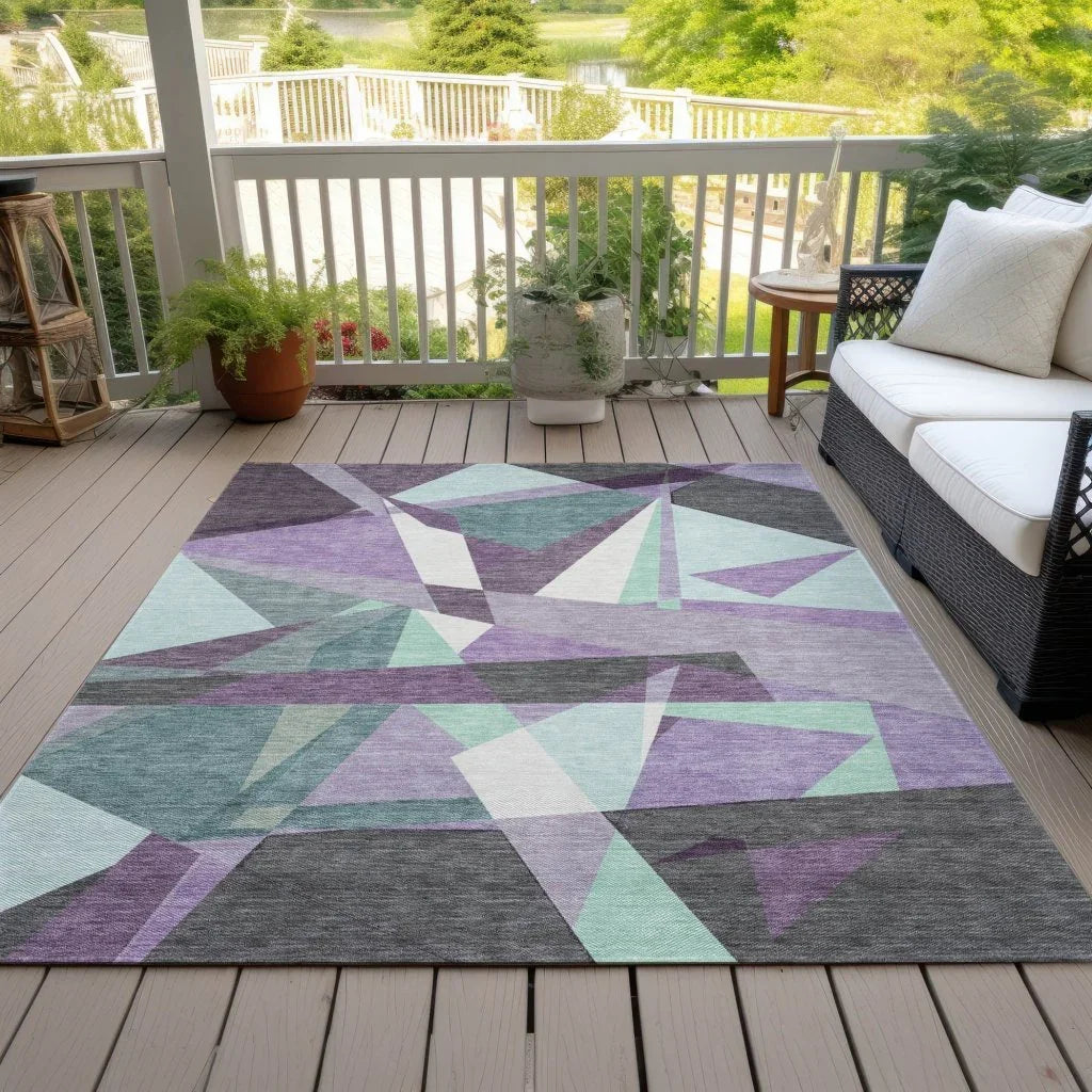 Shapevia Purple Washable Indoor - Outdoor Rug - LOOMLAN - LOOMLAN Rugs - Outdoor Rugs