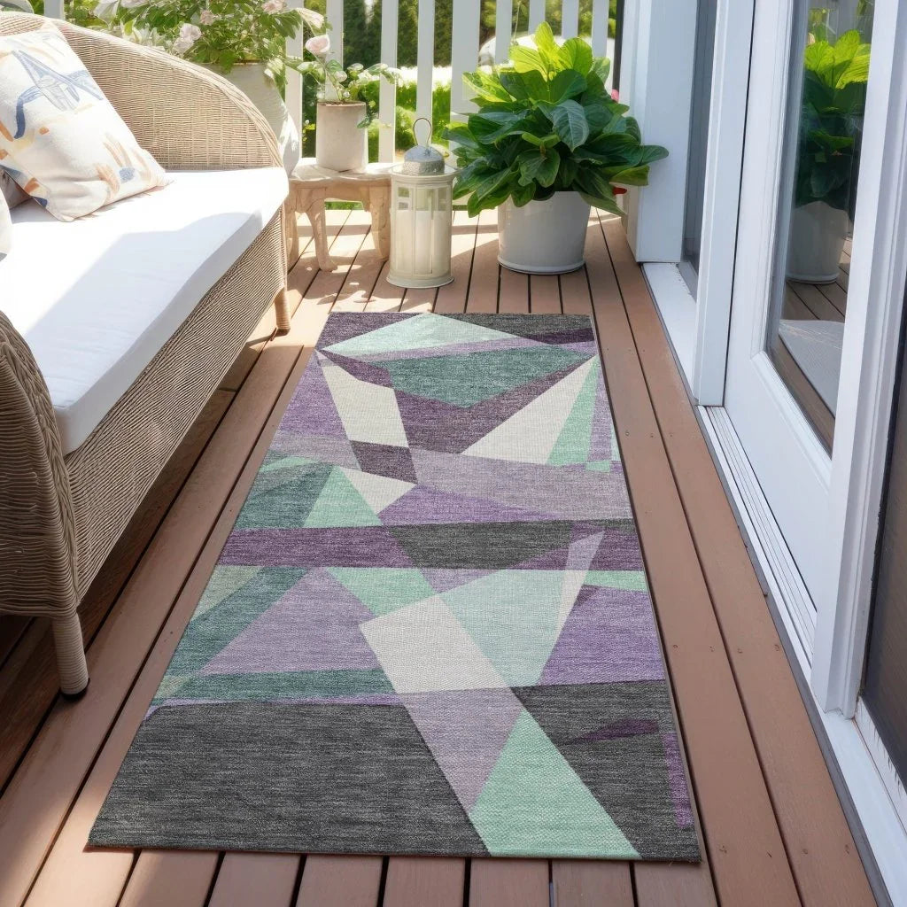 Shapevia Purple Washable Indoor - Outdoor Rug - LOOMLAN - LOOMLAN Rugs - Outdoor Rugs