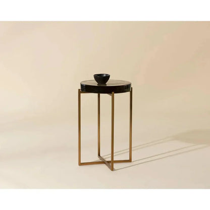 Sheena End Table Antique Brass Base & Glass - LOOMLAN - SUNPAN - Side Tables