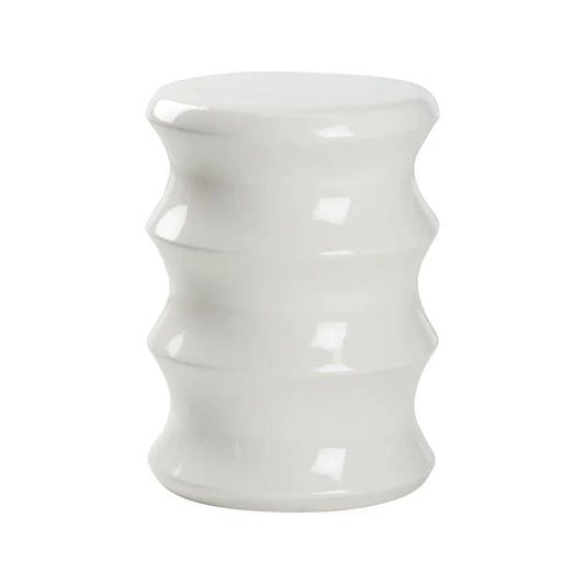 Shelbourne Ceramic Glazed Outdoor Garden Stool-Garden Stools-Chelsea House-White-LOOMLAN