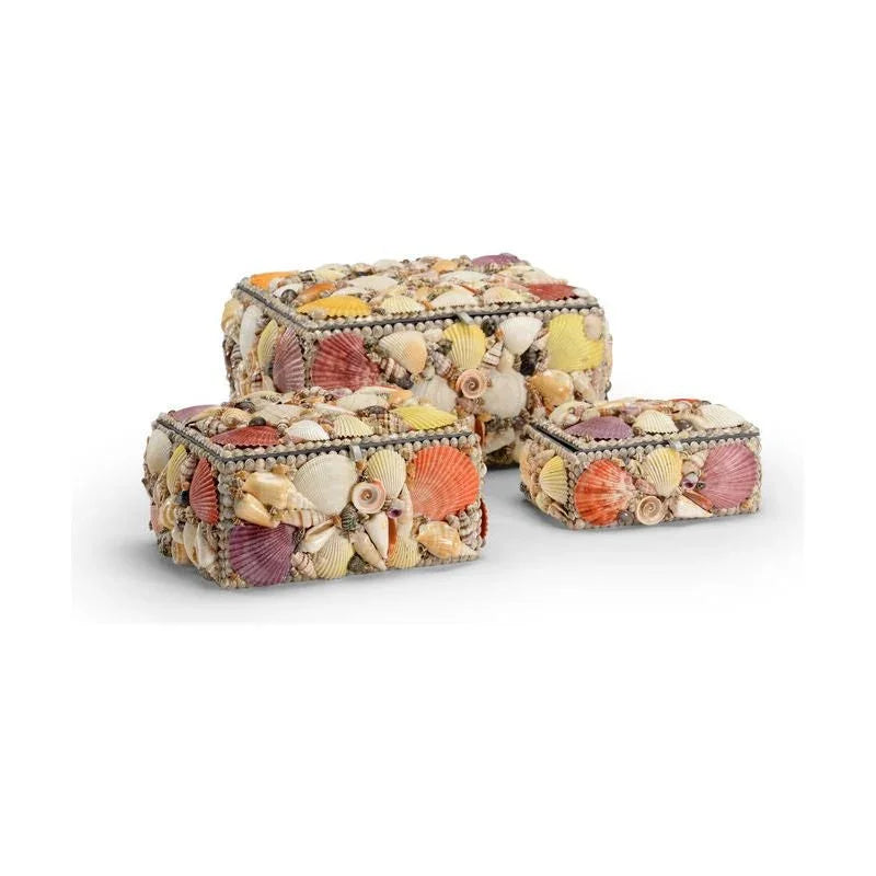 Shell Made Multicolor Box (Set of 3) - LOOMLAN - Chelsea House - Boxes & Bowls