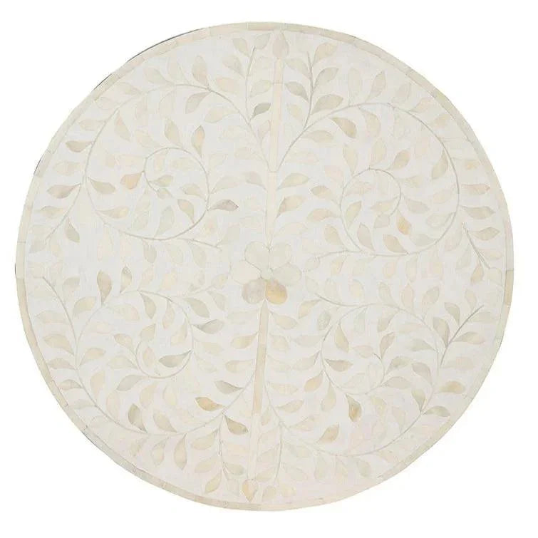 Shell Marvelous White Round End Table - LOOMLAN - Side Tables