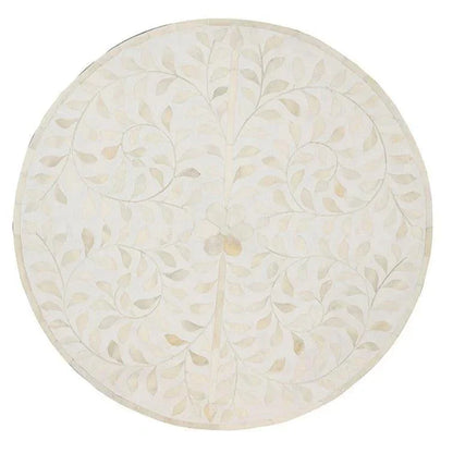 Shell Marvelous White Round End Table - LOOMLAN - Side Tables