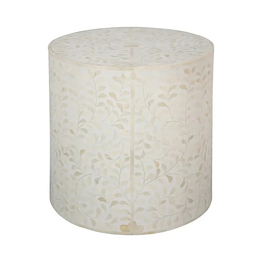 Shell Marvelous White Round End Table - LOOMLAN - Side Tables