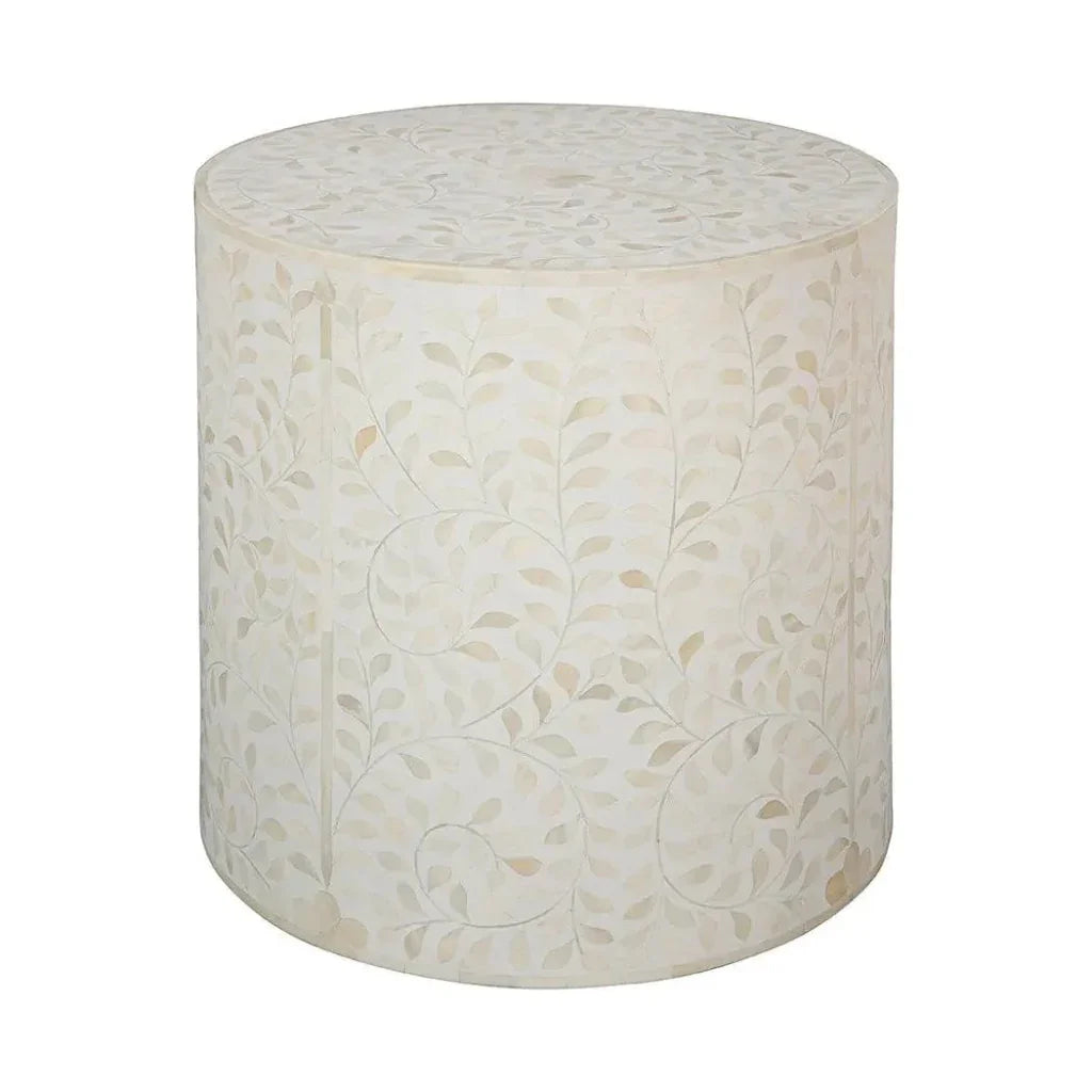 Shell Marvelous White Round End Table - LOOMLAN - Side Tables