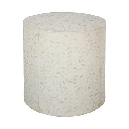 Shell Marvelous White Round End Table - LOOMLAN - Side Tables