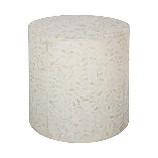 Shell Marvelous White Round End Table - LOOMLAN - Side Tables