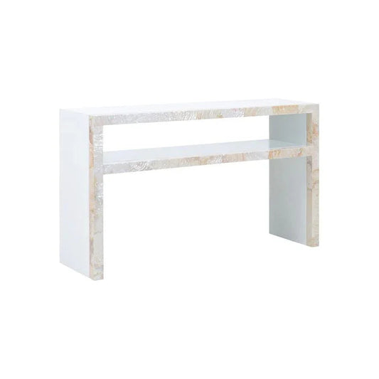Shellebrations Wooden White Console Table - LOOMLAN - Wildwood - Console Tables
