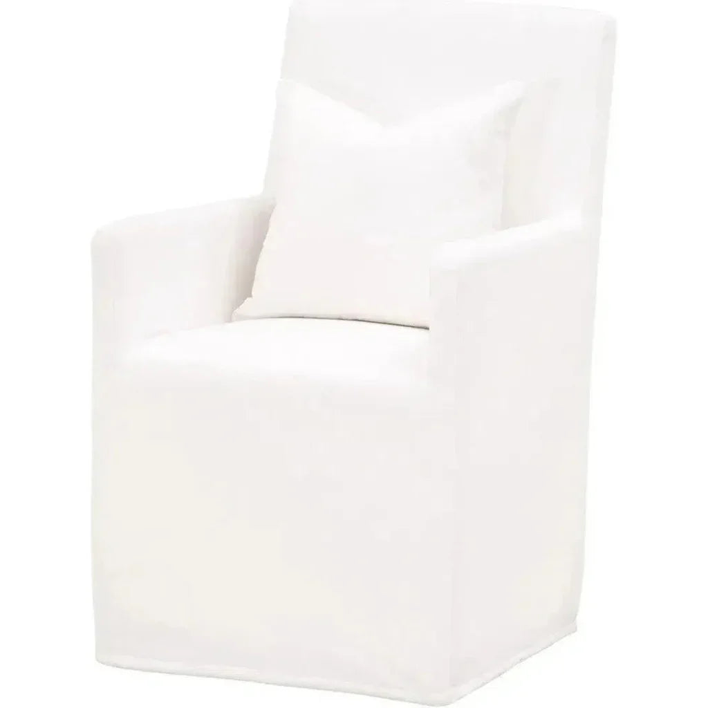 Shelter White Slipcover Arm Chair Casters - LOOMLAN - Essentials For Living - Dining Chairs