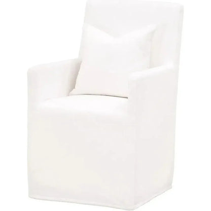 Shelter White Slipcover Arm Chair Casters - LOOMLAN - Essentials For Living - Dining Chairs
