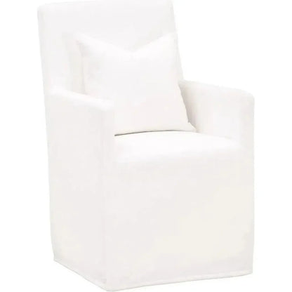 Shelter White Slipcover Arm Chair Casters - LOOMLAN - Essentials For Living - Dining Chairs