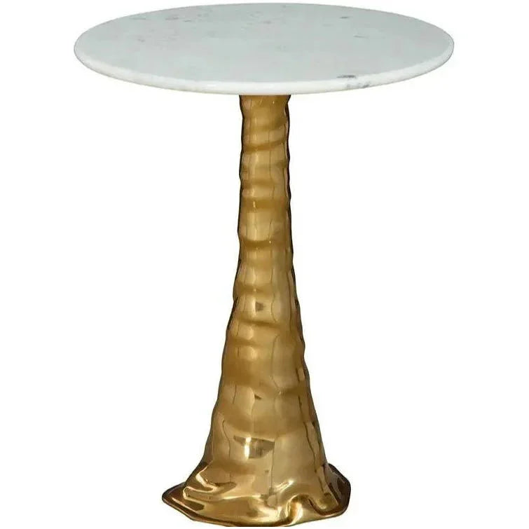 Shelton White Marble Topped Round Side Table - LOOMLAN - Side Tables