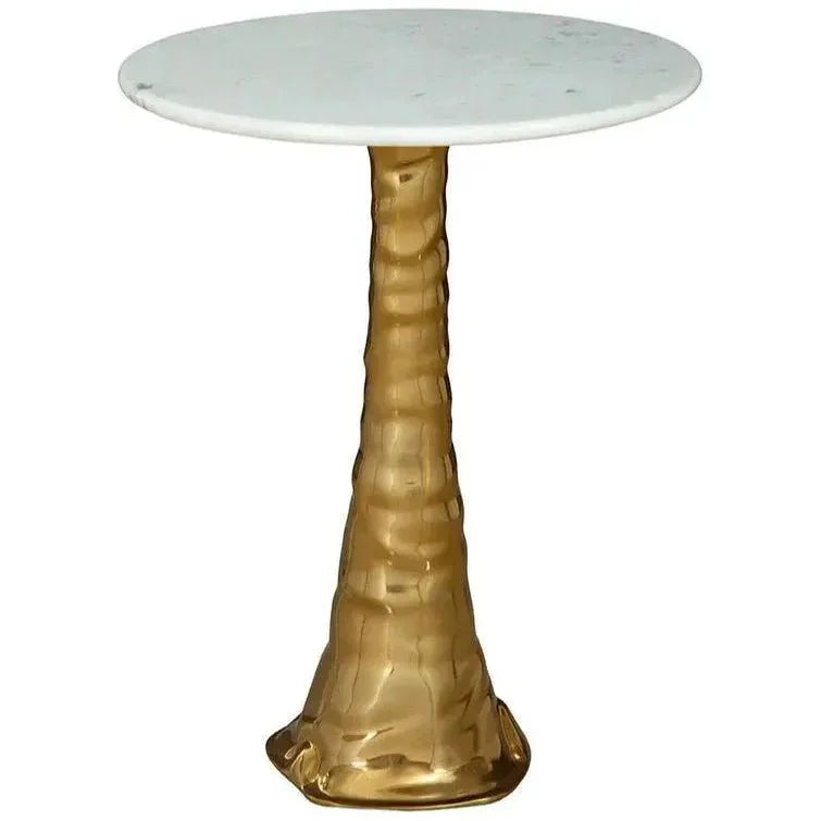 Shelton White Marble Topped Round Side Table - LOOMLAN - Side Tables