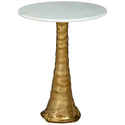 Shelton White Marble Topped Round Side Table - LOOMLAN - Side Tables