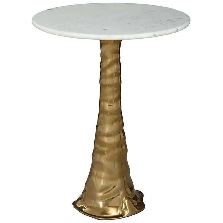 Shelton White Marble Topped Round Side Table - LOOMLAN - Side Tables