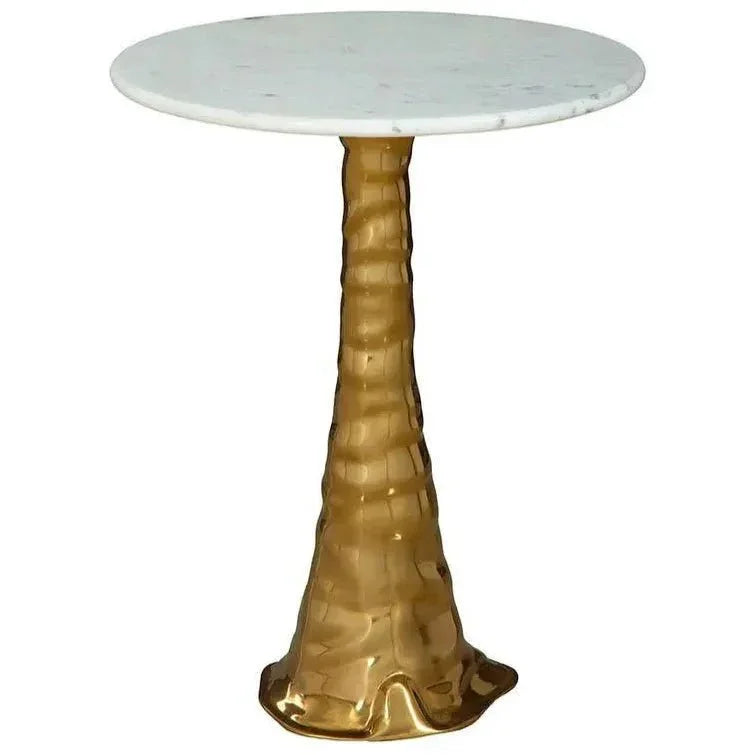Shelton White Marble Topped Round Side Table - LOOMLAN - Side Tables