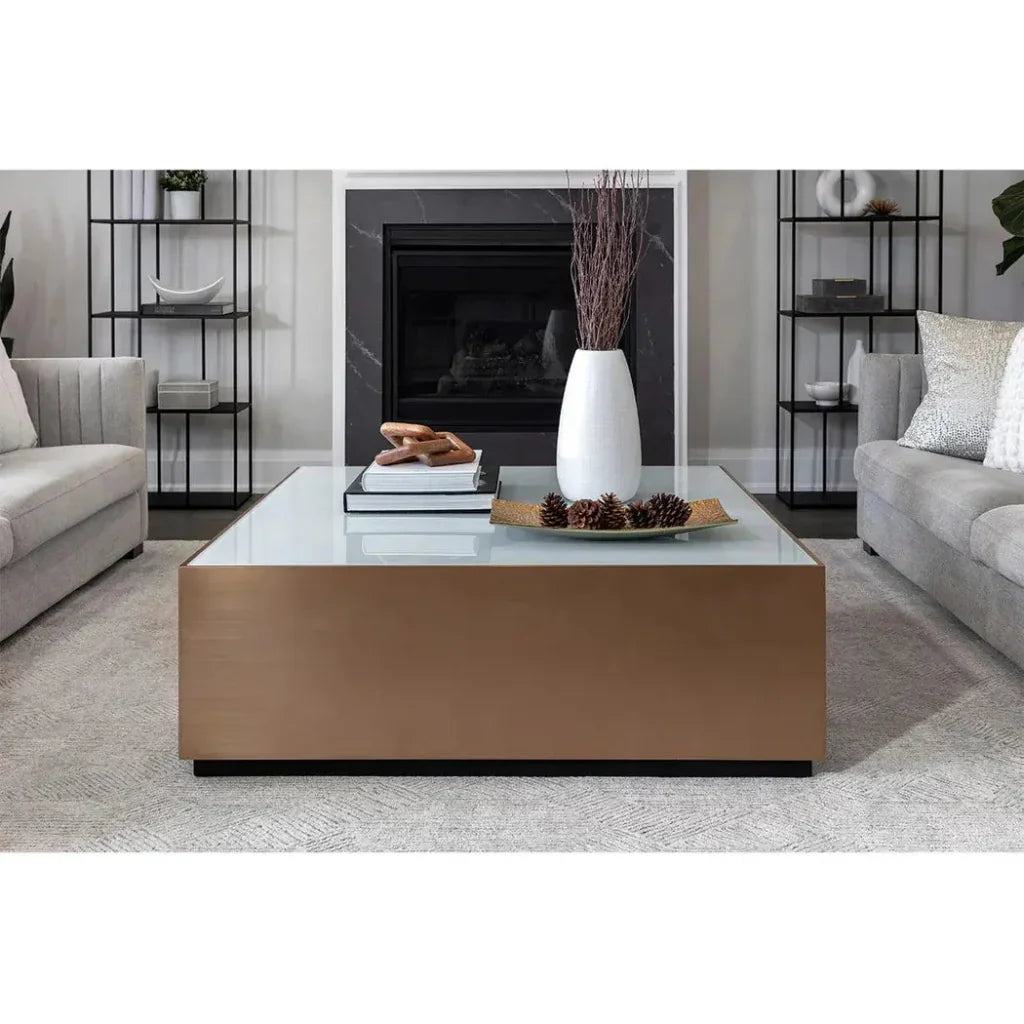 Shiloh Coffee Table White Glass Top - LOOMLAN - SUNPAN - Coffee Tables