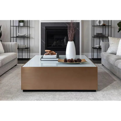 Shiloh Coffee Table White Glass Top - LOOMLAN - SUNPAN - Coffee Tables