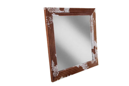 Shirley Hair On Hide Warpped Frame Wall Mirror - LOOMLAN - Furniture Classics - Wall Mirrors