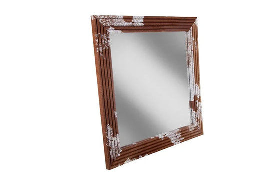 Shirley Hair On Hide Warpped Frame Wall Mirror - LOOMLAN - Furniture Classics - Wall Mirrors