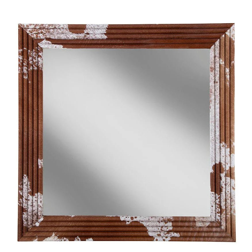 Shirley Hair On Hide Warpped Frame Wall Mirror - LOOMLAN - Furniture Classics - Wall Mirrors