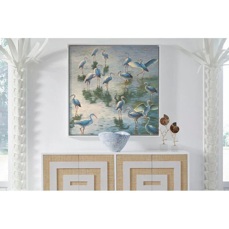 Shorebirds Hand Painted Blue Artwork-Framed Wall Art-Chelsea House-LOOMLAN