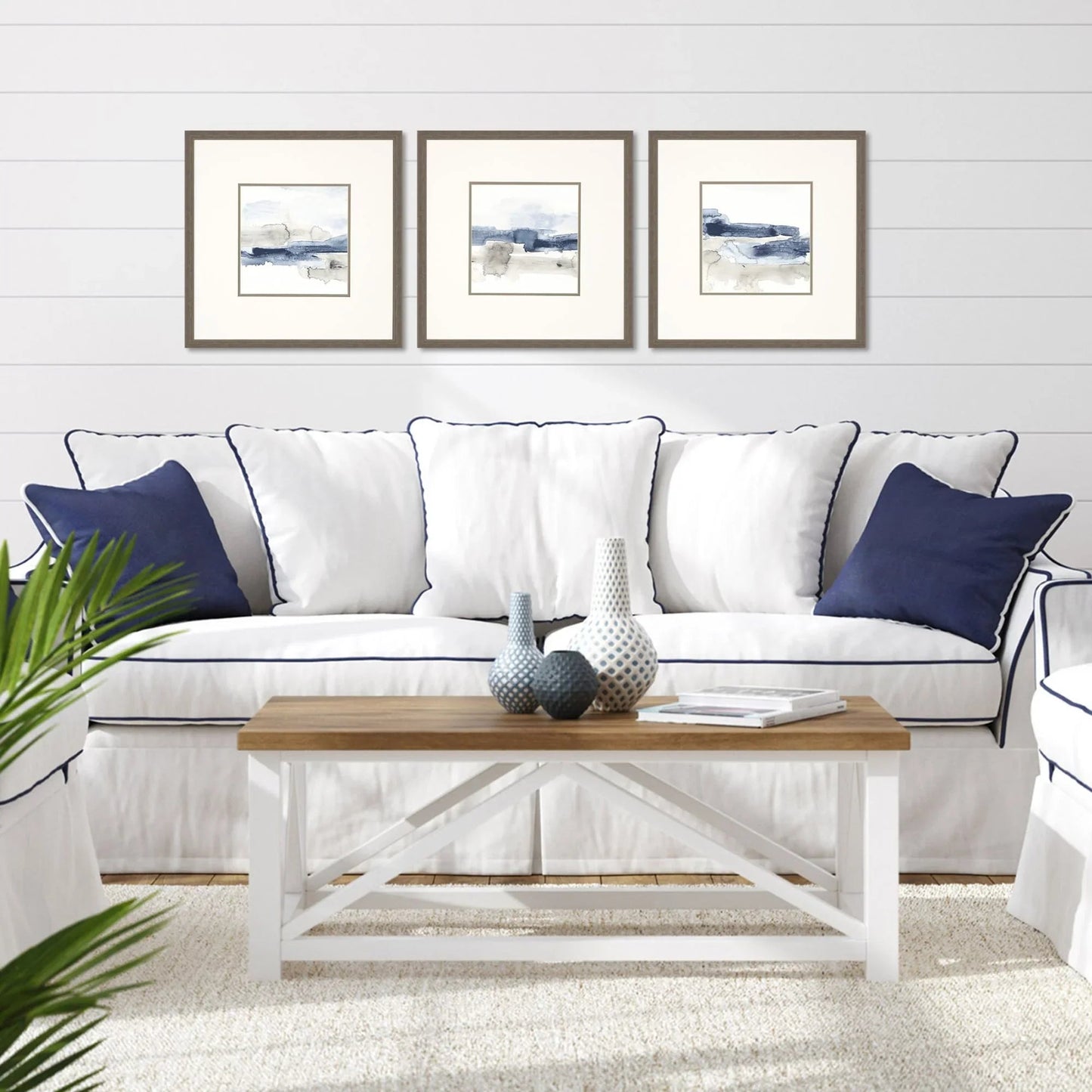 Shoreline I Brushed Framed Wall Art 3PC