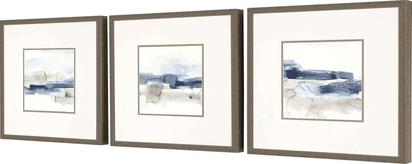 Shoreline I Brushed Framed Wall Art 3PC