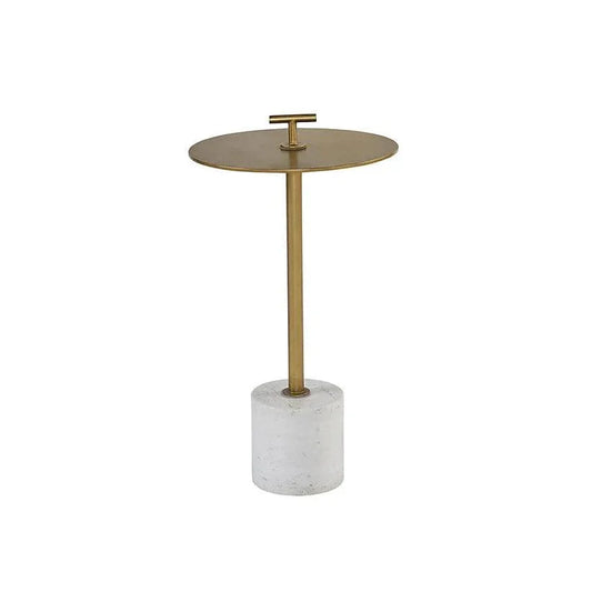 Sia End Table Brass Top Marble Base - LOOMLAN - SUNPAN - Side Tables