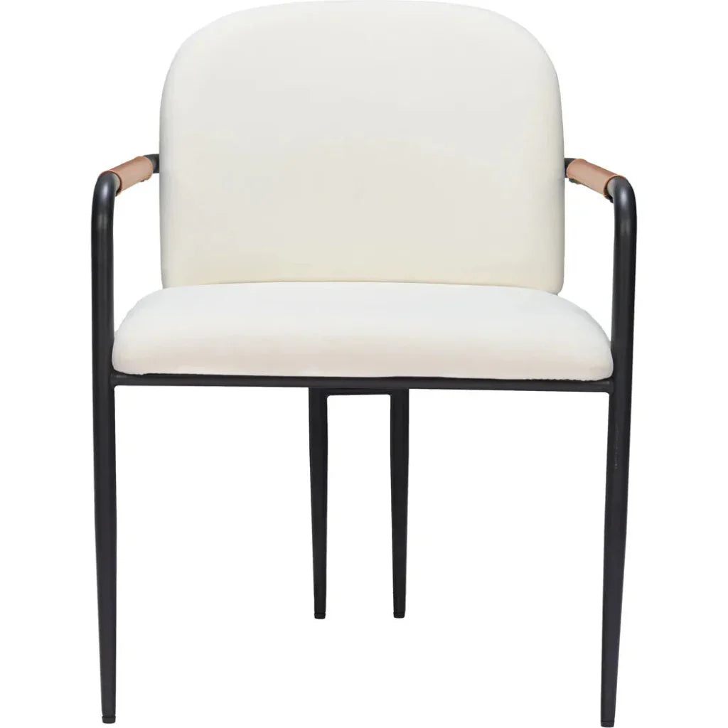 Sibu Black Steel Cream Dining Arm Chair 2PC - LOOMLAN - Zuo Modern - Dining Chairs