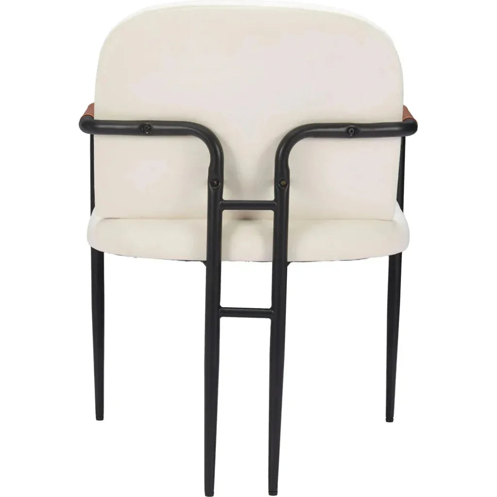 Sibu Black Steel Cream Dining Arm Chair 2PC - LOOMLAN - Zuo Modern - Dining Chairs