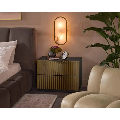 Sidra Sconce Alabaster Wall Light Antique Brass - LOOMLAN - SUNPAN - Wall Sconces