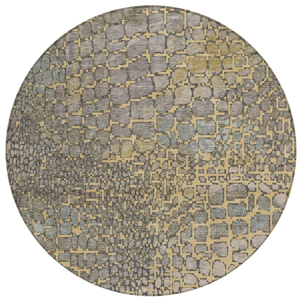 Siena Gold Washable Indoor-Outdoor Rug-Outdoor Rugs-LOOMLAN Rugs-8' x 8'-LOOMLAN