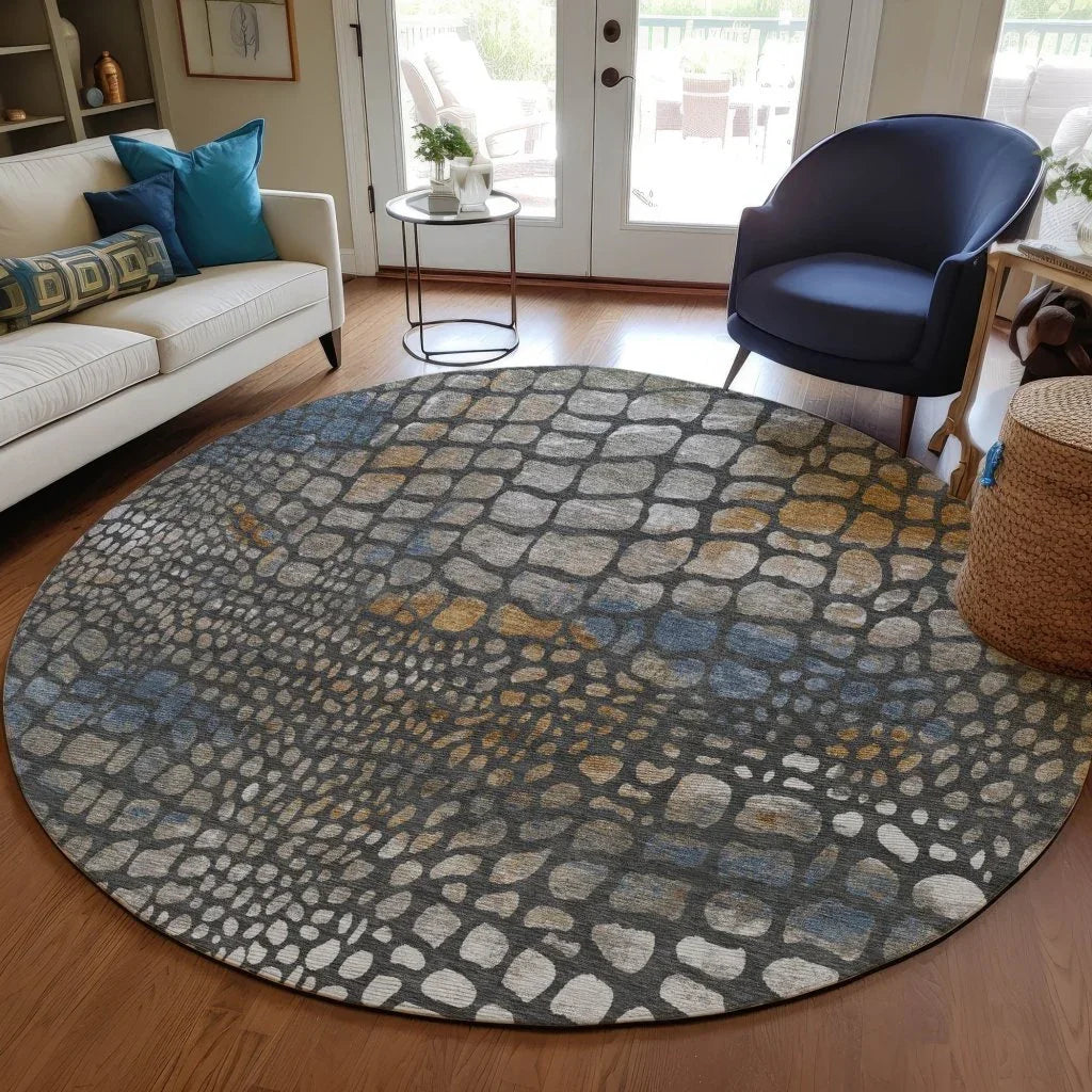 Siena Gray Washable Indoor-Outdoor Rug-Outdoor Rugs-LOOMLAN Rugs-LOOMLAN