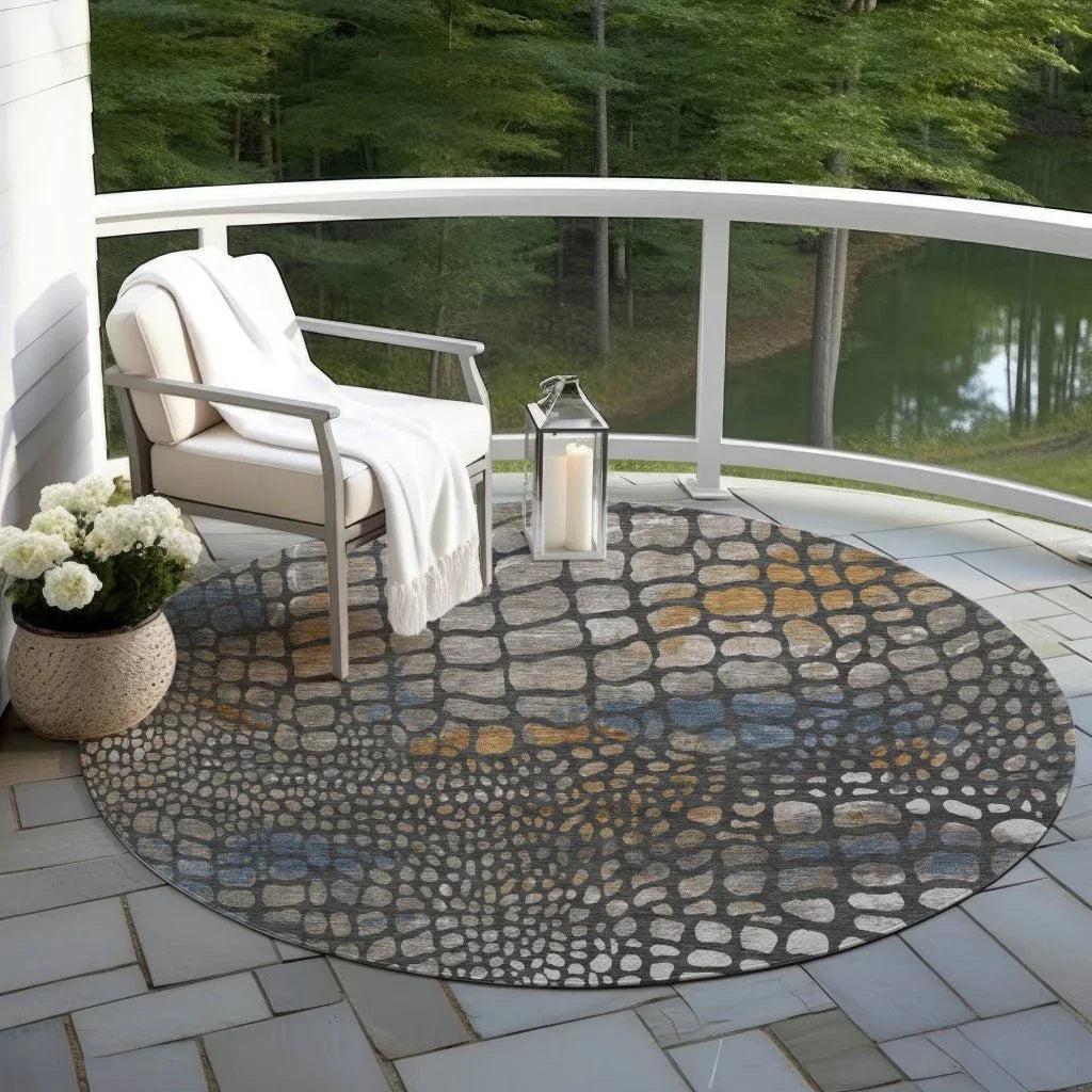 Siena Gray Washable Indoor-Outdoor Rug-Outdoor Rugs-LOOMLAN Rugs-LOOMLAN