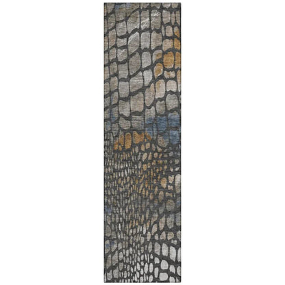 Siena Gray Washable Indoor-Outdoor Rug-Outdoor Rugs-LOOMLAN Rugs-2'3" x 7'6"-LOOMLAN