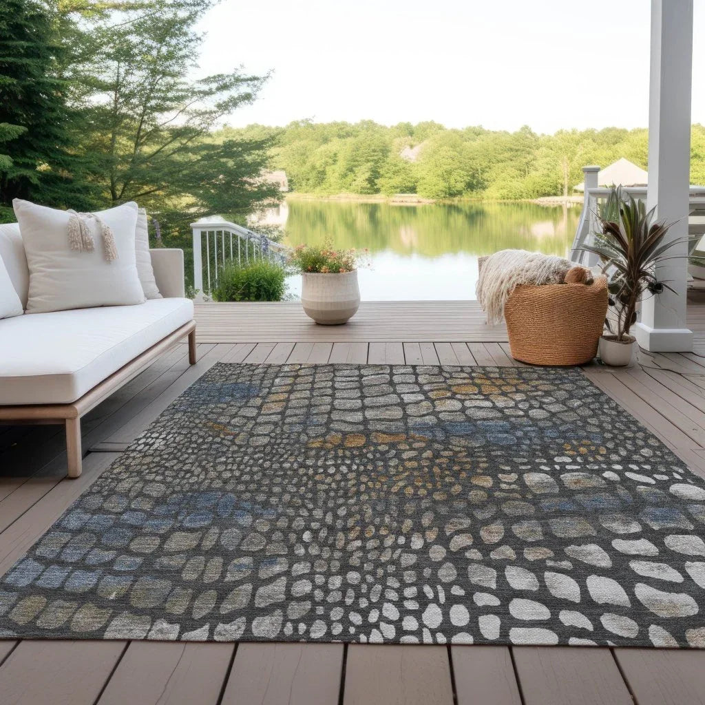 Siena Gray Washable Indoor-Outdoor Rug-Outdoor Rugs-LOOMLAN Rugs-LOOMLAN