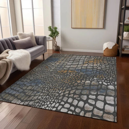 Siena Gray Washable Indoor-Outdoor Rug-Outdoor Rugs-LOOMLAN Rugs-LOOMLAN