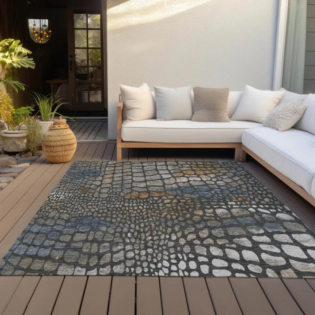 Siena Gray Washable Indoor-Outdoor Rug-Outdoor Rugs-LOOMLAN Rugs-LOOMLAN