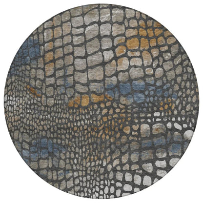 Siena Gray Washable Indoor-Outdoor Rug-Outdoor Rugs-LOOMLAN Rugs-8' x 8'-LOOMLAN