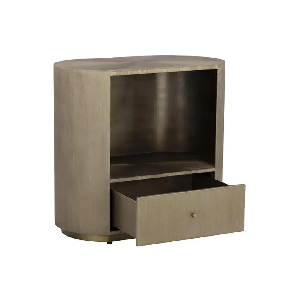 Siena Hand Etched Metal Modern Nightstand - LOOMLAN - SUNPAN - Nightstands