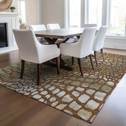 Siena Orange Washable Indoor-Outdoor Rug-Outdoor Rugs-LOOMLAN Rugs-LOOMLAN