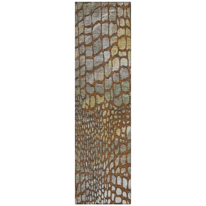 Siena Orange Washable Indoor-Outdoor Rug-Outdoor Rugs-LOOMLAN Rugs-2'3" x 7'6"-LOOMLAN