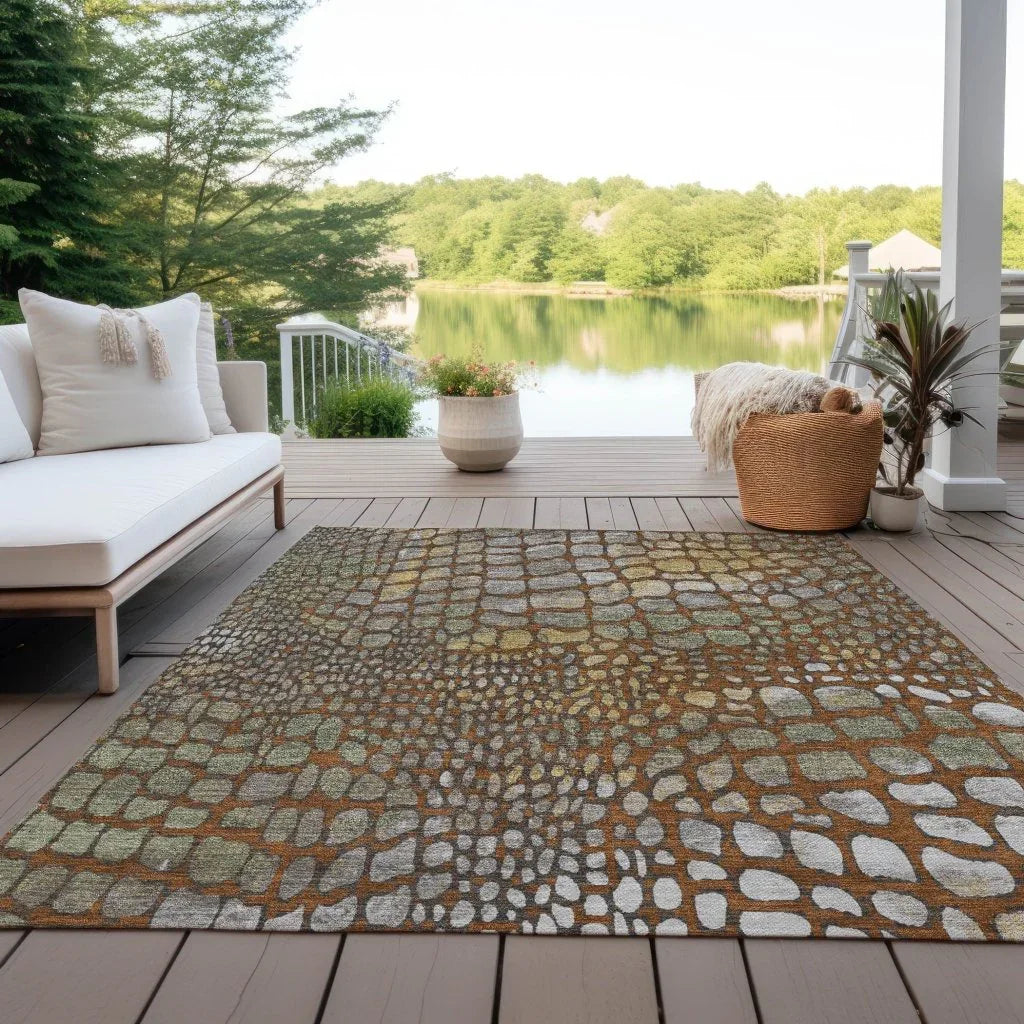 Siena Orange Washable Indoor-Outdoor Rug-Outdoor Rugs-LOOMLAN Rugs-LOOMLAN