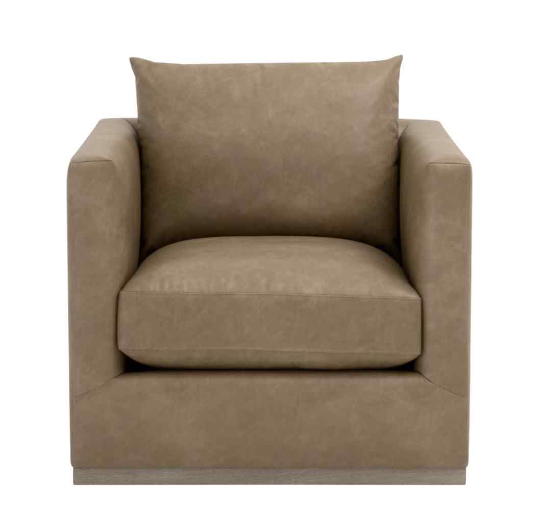Siena Plinth Base Leather Swivel Club Chair