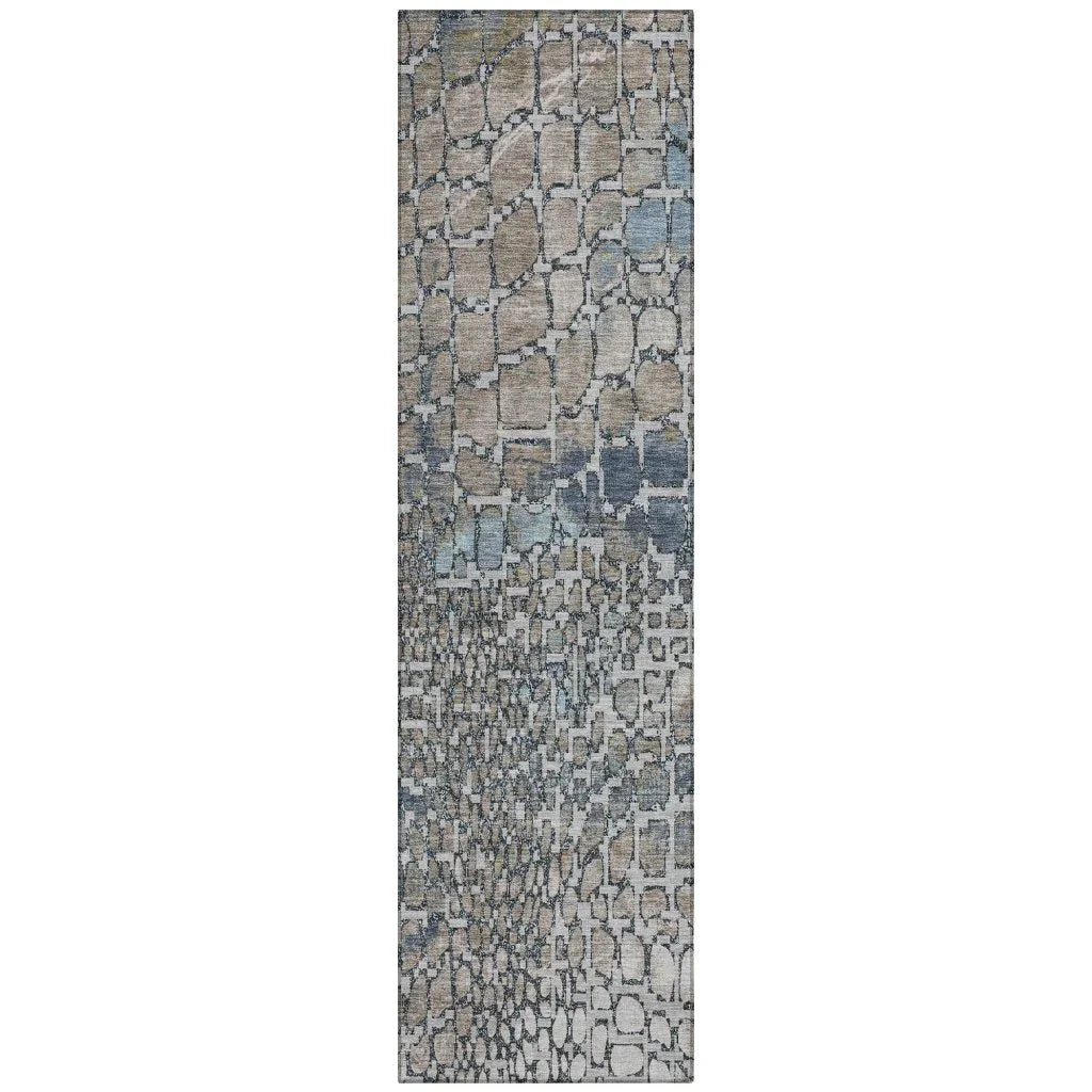 Siena Silver Washable Indoor-Outdoor Rug-Outdoor Rugs-LOOMLAN Rugs-2'3" x 7'6"-LOOMLAN