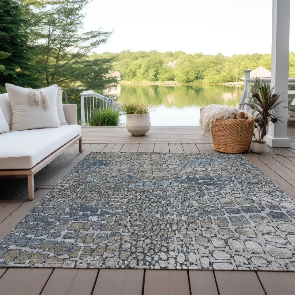Siena Silver Washable Indoor-Outdoor Rug-Outdoor Rugs-LOOMLAN Rugs-LOOMLAN