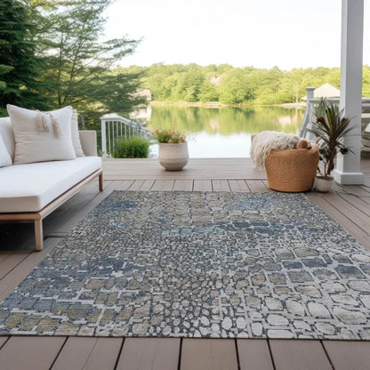 Siena Silver Washable Indoor-Outdoor Rug-Outdoor Rugs-LOOMLAN Rugs-LOOMLAN