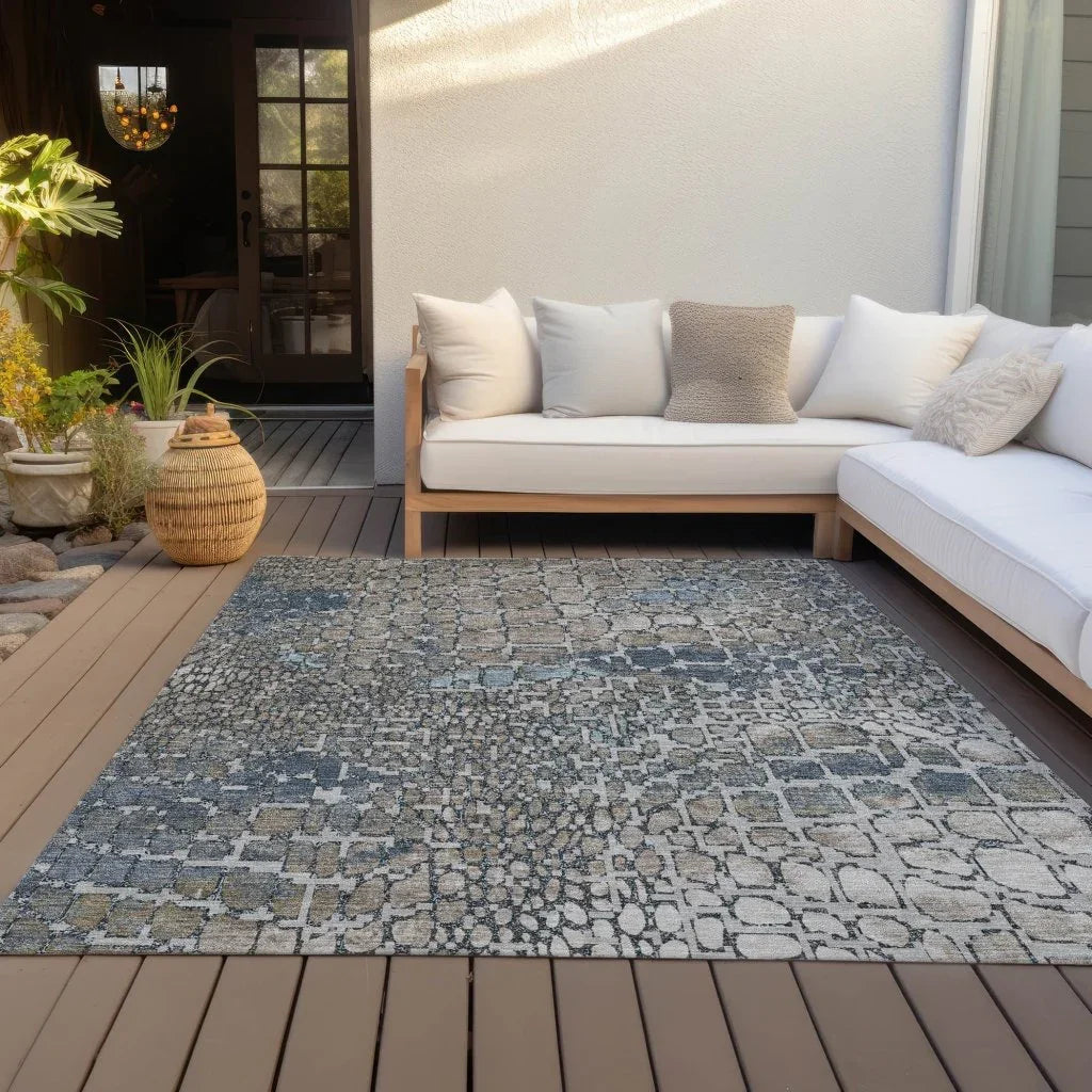 Siena Silver Washable Indoor-Outdoor Rug-Outdoor Rugs-LOOMLAN Rugs-LOOMLAN